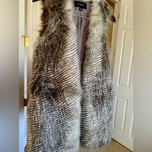 Faux fur sweater jacket sleeveless size XS Ann Taylor